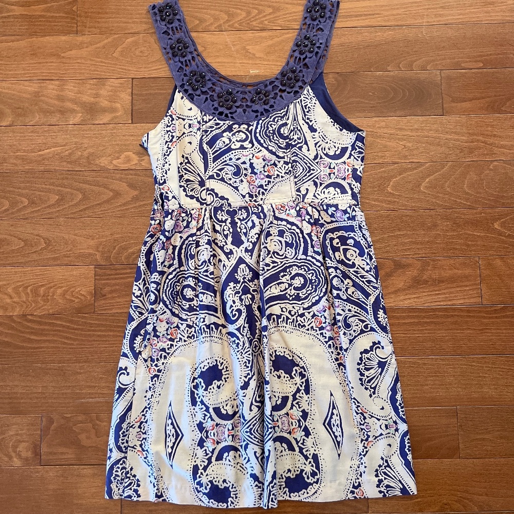 Free People purple floral dress with bead embellishment, size 2